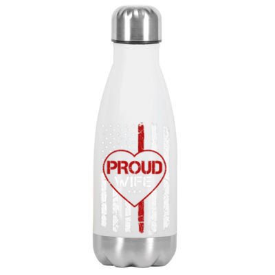 Proud Firefighter Wife American Flag Tee For Fire Wife Gift Stainless Steel Insulated Water Bottle