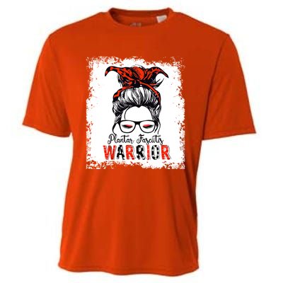 Plantar Fasciitis Warrior Mom Cute Gift Messy Bun Awareness Gift Cooling Performance Crew T-Shirt