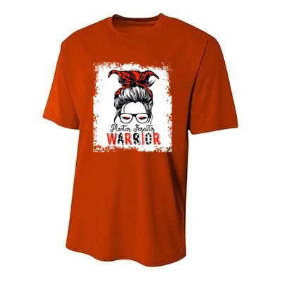 Plantar Fasciitis Warrior Mom Cute Gift Messy Bun Awareness Gift Youth Performance Sprint T-Shirt