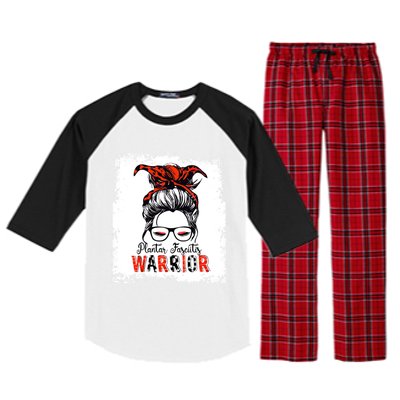 Plantar Fasciitis Warrior Mom Cute Gift Messy Bun Awareness Gift Raglan Sleeve Pajama Set