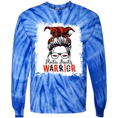 Plantar Fasciitis Warrior Mom Cute Gift Messy Bun Awareness Gift Tie-Dye Long Sleeve Shirt