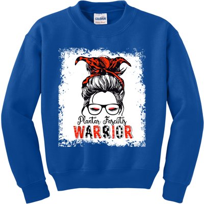 Plantar Fasciitis Warrior Mom Cute Gift Messy Bun Awareness Gift Kids Sweatshirt