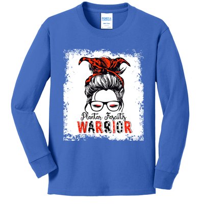 Plantar Fasciitis Warrior Mom Cute Gift Messy Bun Awareness Gift Kids Long Sleeve Shirt