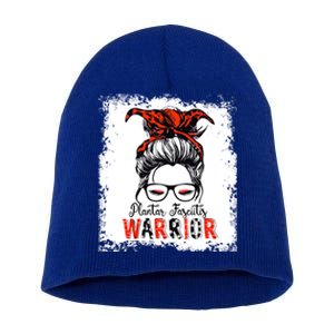 Plantar Fasciitis Warrior Mom Cute Gift Messy Bun Awareness Gift Short Acrylic Beanie