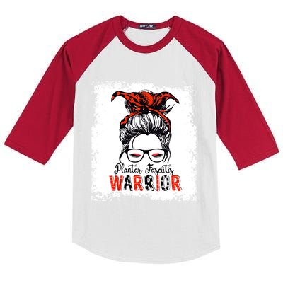 Plantar Fasciitis Warrior Mom Cute Gift Messy Bun Awareness Gift Kids Colorblock Raglan Jersey