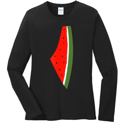 Palestine Freedom Watermelon Ladies Long Sleeve Shirt