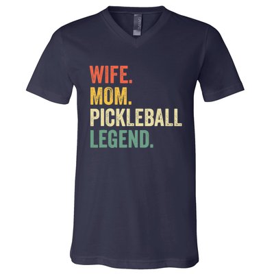 Pickleball Funny Wife Mom Legend Vintage Mother's Day V-Neck T-Shirt