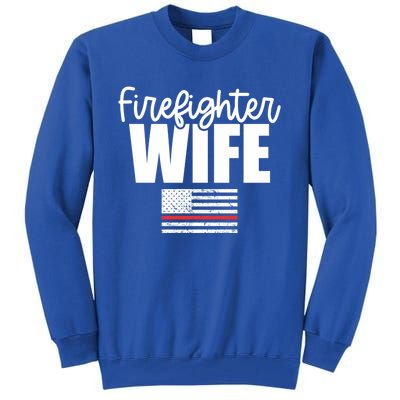 Proud Firefighter Wife Sweater Thin Red Line Wife Gift Flag Gift Tall Sweatshirt