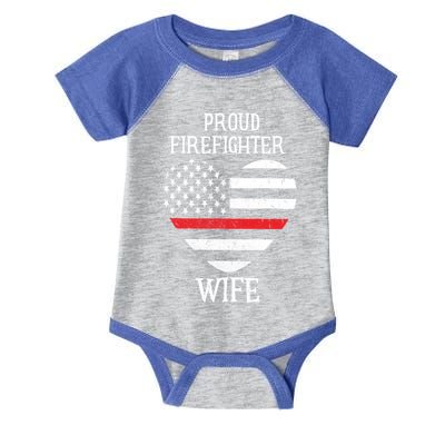 Proud Firefighter Wife Thin Red Line Heart Gift Infant Baby Jersey Bodysuit