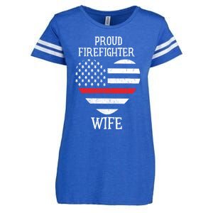 Proud Firefighter Wife Thin Red Line Heart Gift Enza Ladies Jersey Football T-Shirt