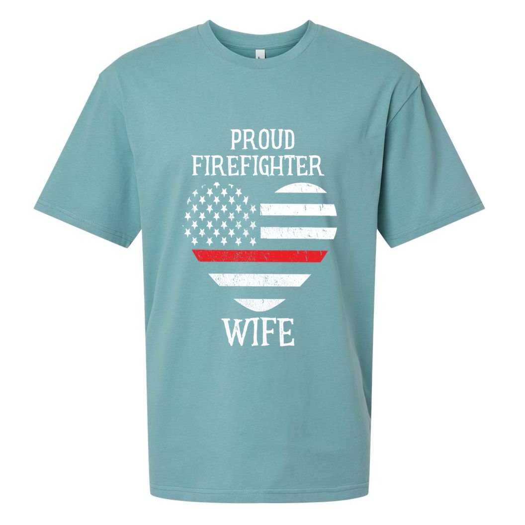 Proud Firefighter Wife Thin Red Line Heart Gift Sueded Cloud Jersey T-Shirt