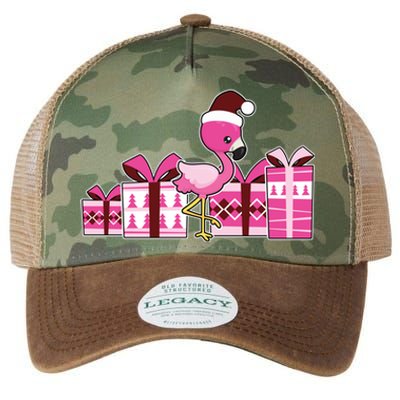 Pink Flamingo With Presents Cute Flamingo Christmas Cool Gift Legacy Tie Dye Trucker Hat