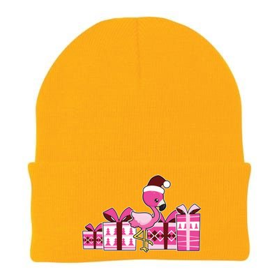 Pink Flamingo With Presents Cute Flamingo Christmas Cool Gift Knit Cap Winter Beanie