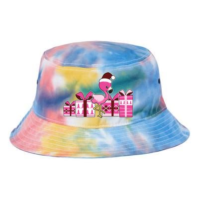 Pink Flamingo With Presents Cute Flamingo Christmas Cool Gift Tie Dye Newport Bucket Hat