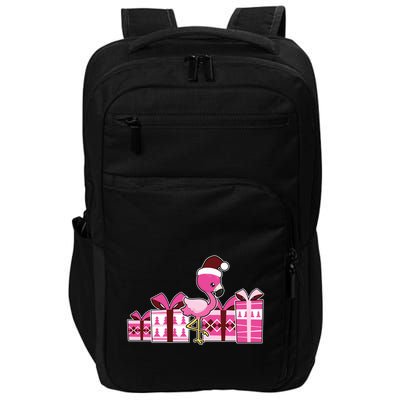 Pink Flamingo With Presents Cute Flamingo Christmas Cool Gift Impact Tech Backpack
