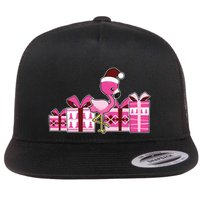 Pink Flamingo With Presents Cute Flamingo Christmas Cool Gift Flatbill Hat