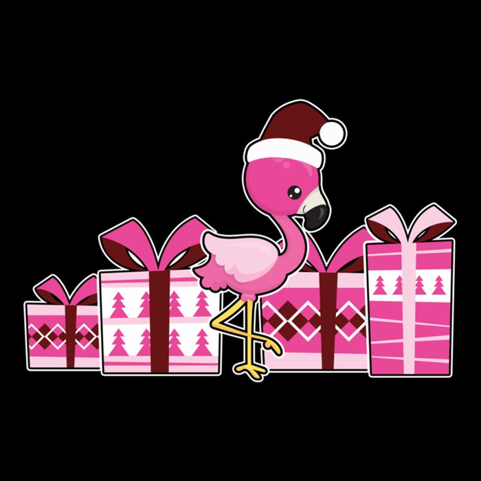Pink Flamingo With Presents Cute Flamingo Christmas Cool Gift Flatbill Hat