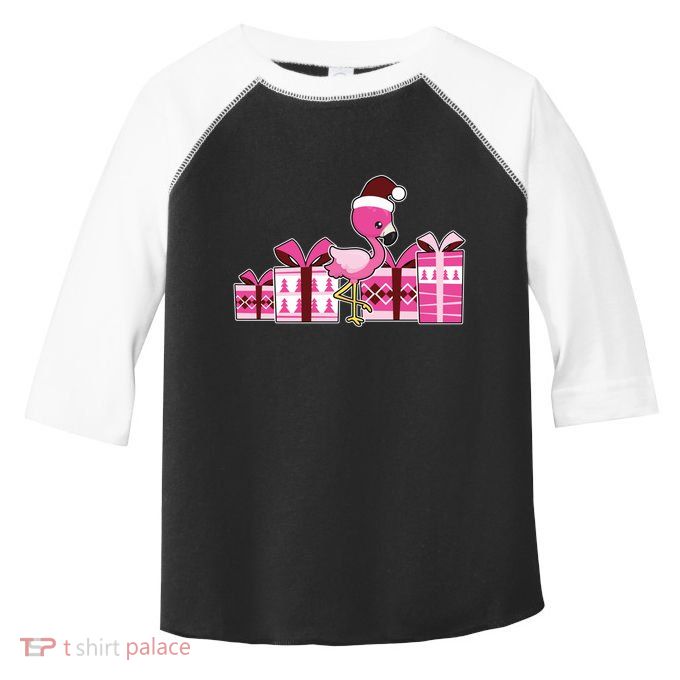 Pink Flamingo With Presents Cute Flamingo Christmas Cool Gift Toddler Fine Jersey T-Shirt