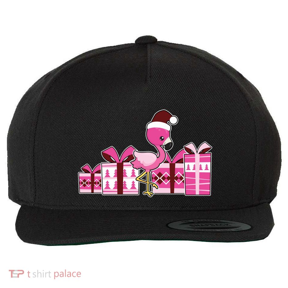 Pink Flamingo With Presents Cute Flamingo Christmas Cool Gift Wool Snapback Cap