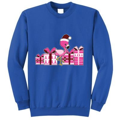 Pink Flamingo With Presents Cute Flamingo Christmas Cool Gift Sweatshirt
