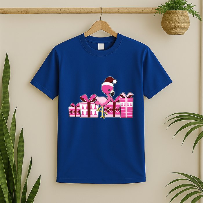 Pink Flamingo With Presents Cute Flamingo Christmas Cool Gift T-Shirt
