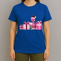 Pink Flamingo With Presents Cute Flamingo Christmas Cool Gift T-Shirt