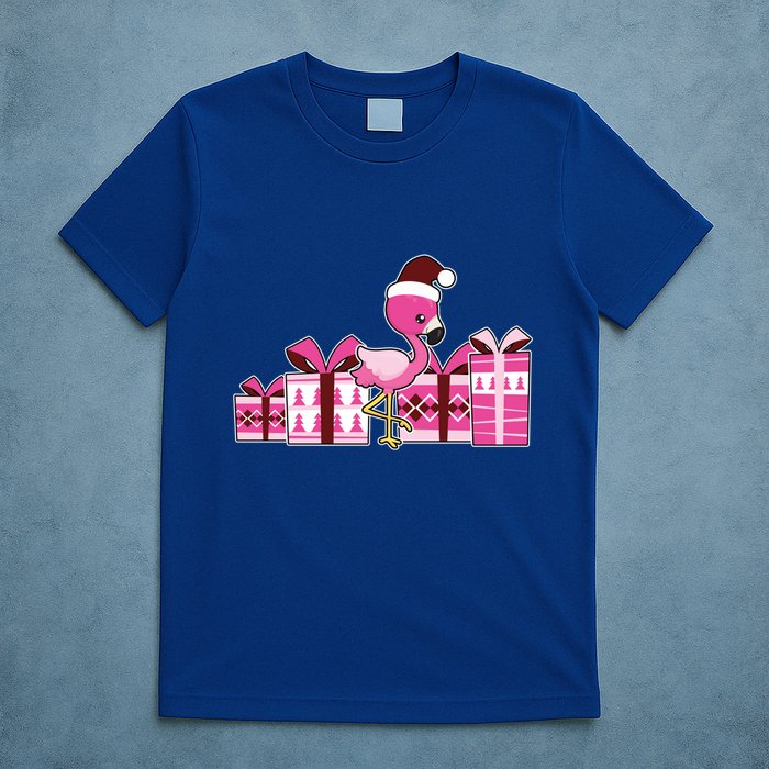Pink Flamingo With Presents Cute Flamingo Christmas Cool Gift T-Shirt