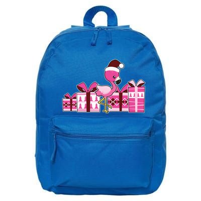 Pink Flamingo With Presents Cute Flamingo Christmas Cool Gift 16 in Basic Backpack