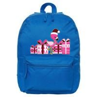 Pink Flamingo With Presents Cute Flamingo Christmas Cool Gift 16 in Basic Backpack