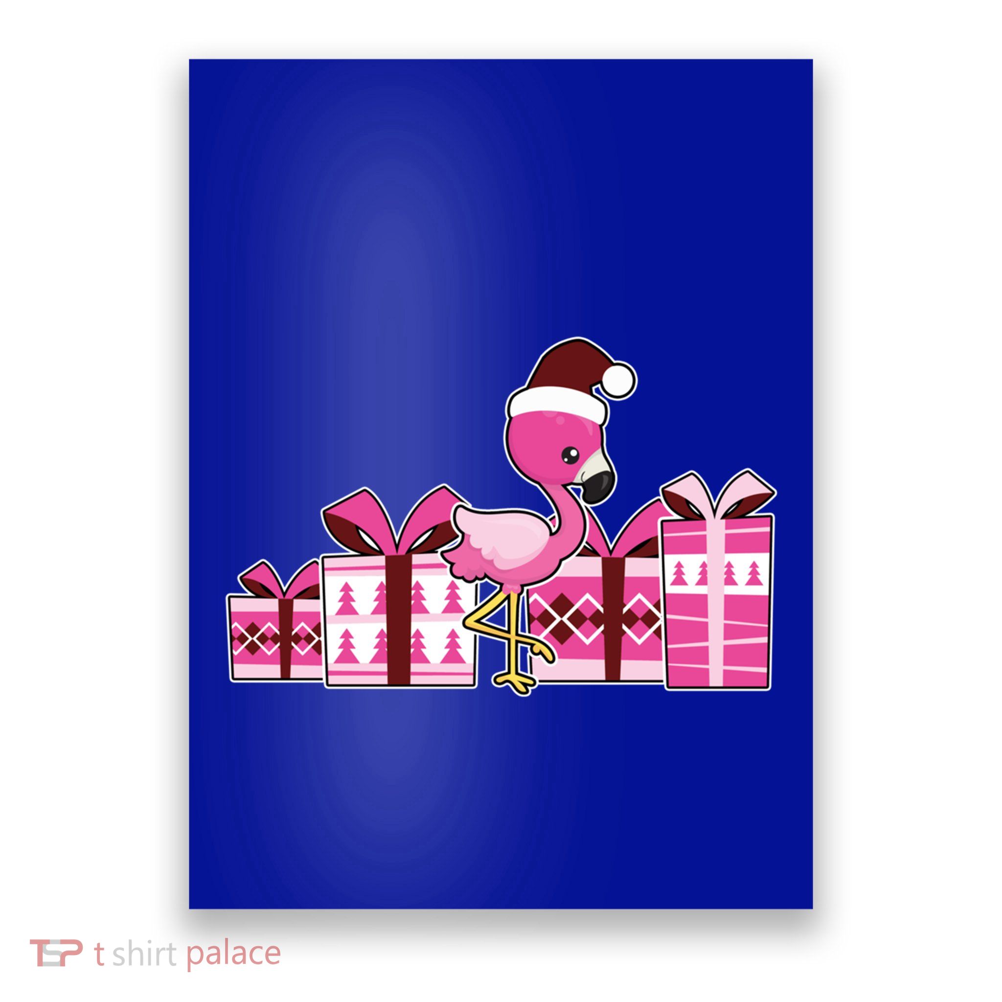 Pink Flamingo With Presents Cute Flamingo Christmas Cool Gift Poster