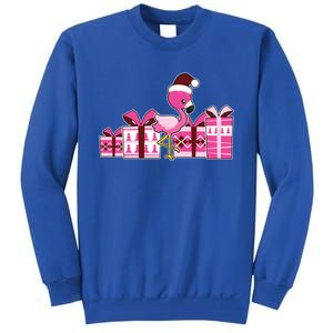 Pink Flamingo With Presents Cute Flamingo Christmas Cool Gift Tall Sweatshirt