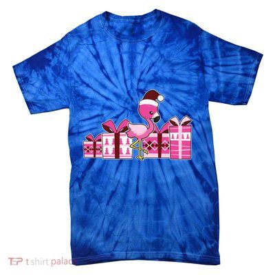 Pink Flamingo With Presents Cute Flamingo Christmas Cool Gift Tie-Dye T-Shirt