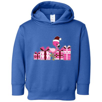 Pink Flamingo With Presents Cute Flamingo Christmas Cool Gift Toddler Hoodie
