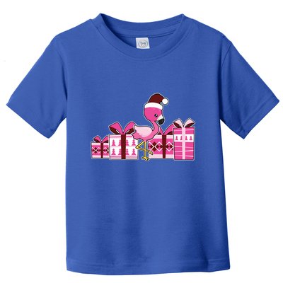 Pink Flamingo With Presents Cute Flamingo Christmas Cool Gift Toddler T-Shirt