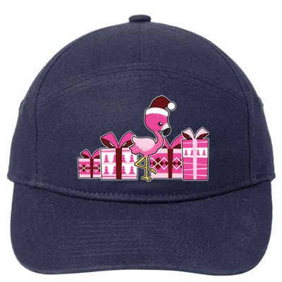 Pink Flamingo With Presents Cute Flamingo Christmas Cool Gift 7-Panel Snapback Hat