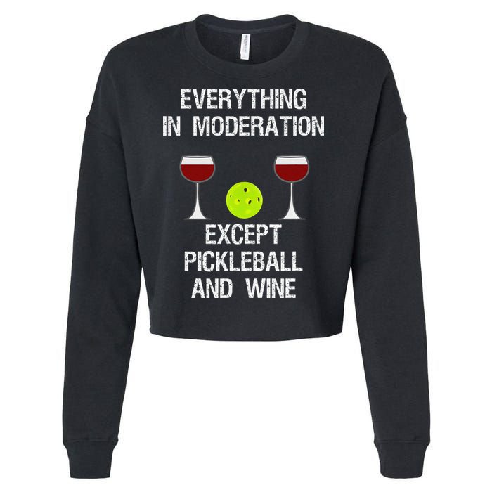 Pickleball Funny Wine Cropped Pullover Crew