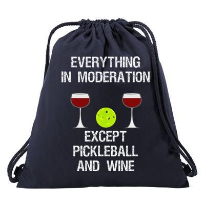 Pickleball Funny Wine Drawstring Bag