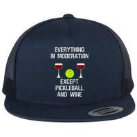 Pickleball Funny Wine Flat Bill Trucker Hat
