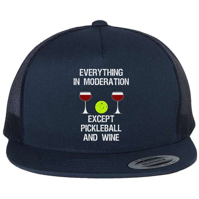 Pickleball Funny Wine Flat Bill Trucker Hat