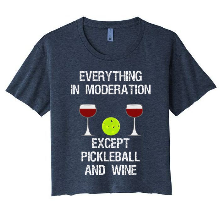 Pickleball Funny Wine Women's Crop Top Tee
