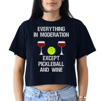 Pickleball Funny Wine Women's Crop Top Tee