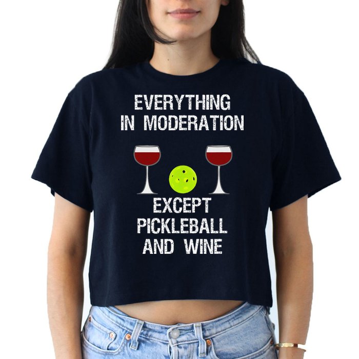 Pickleball Funny Wine Women's Crop Top Tee