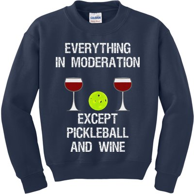 Pickleball Funny Wine Kids Sweatshirt