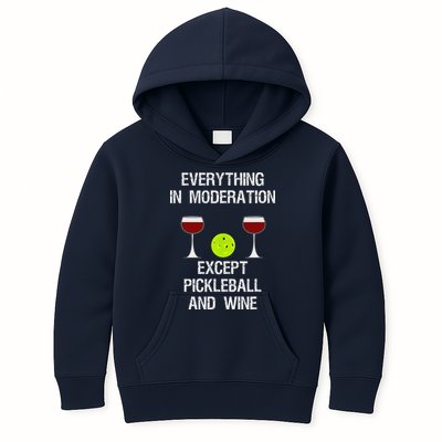 Pickleball Funny Wine Kids Hoodie
