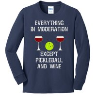 Pickleball Funny Wine Kids Long Sleeve Shirt