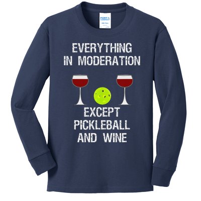 Pickleball Funny Wine Kids Long Sleeve Shirt