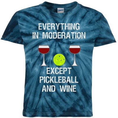 Pickleball Funny Wine Kids Tie-Dye T-Shirt