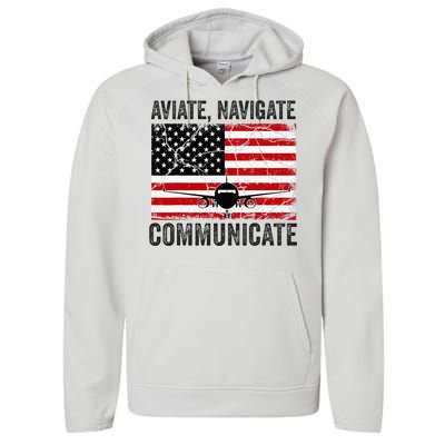 Pilot For Wo Airplane Aviation Pilots Plane Captain Performance Fleece Hoodie