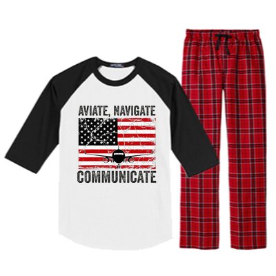 Pilot For Wo Airplane Aviation Pilots Plane Captain Raglan Sleeve Pajama Set