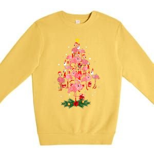 Pink Flamingo Xmas Tree Merry Flocking Christmas Gift Premium Crewneck Sweatshirt